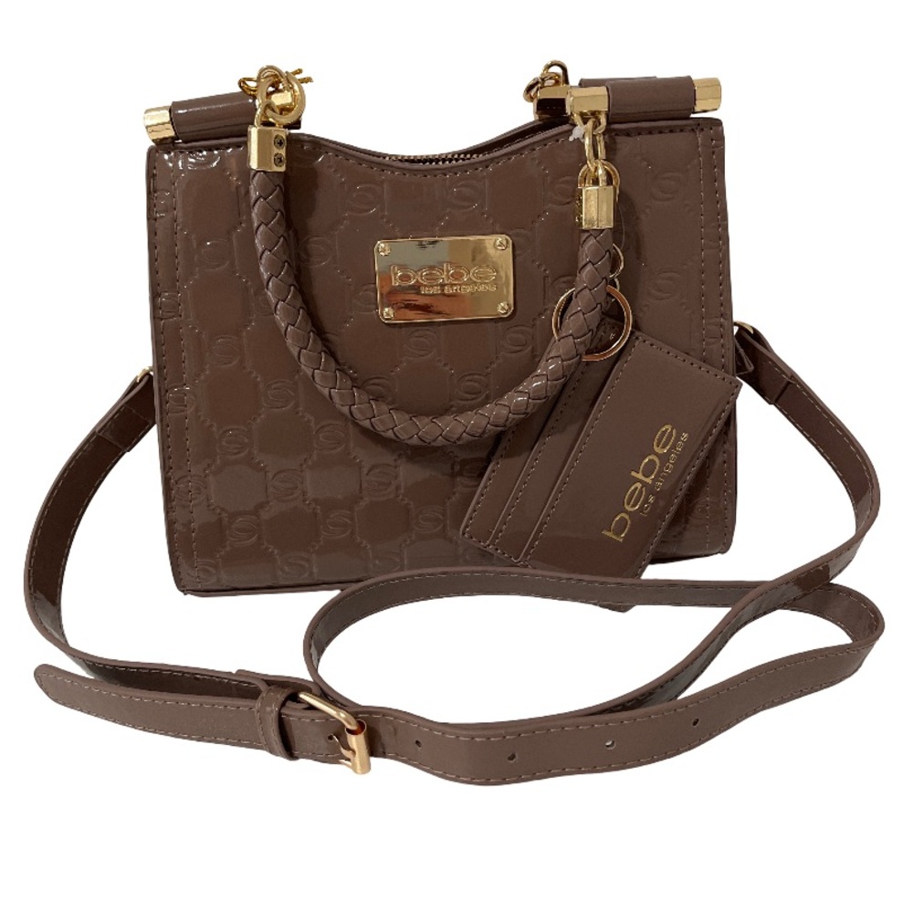 Bebe Women’s Taupe Dana Monogram Top Handle Crossbody Bag NWT